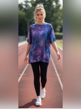 Athleta Mesh Oversized Galaxy Print Tee - Purple Tie-Dye